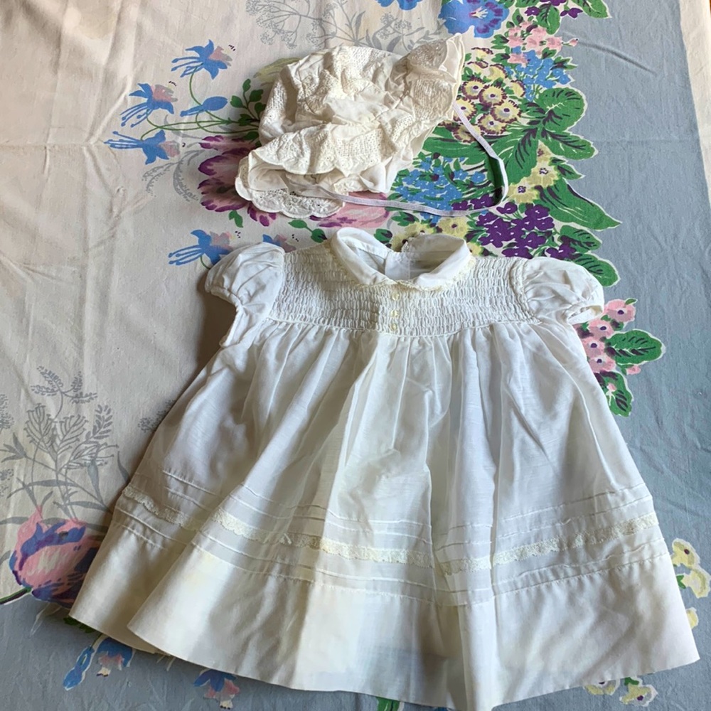 Vintage Baby Dress and Hat Set